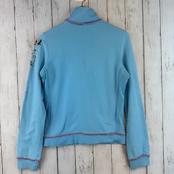 VTG Twisted Heart Blue Y2K Floral Embroidered Sequin Full Zip Jacket Size Medium - Picture 11 of 14